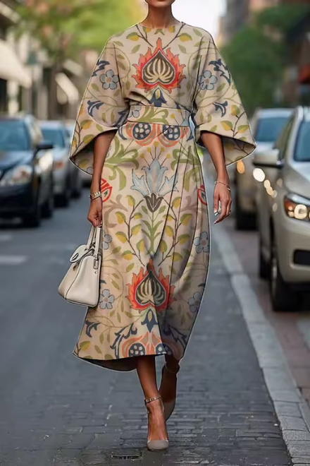 Heather | Graphic Swirl Midi Dress
