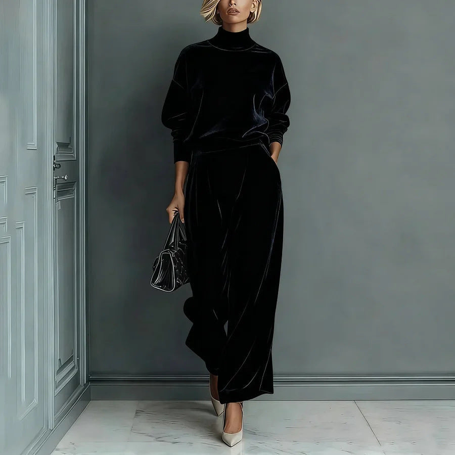 Women's Leisure Set Warm Top & Wide Pants 2 Piece