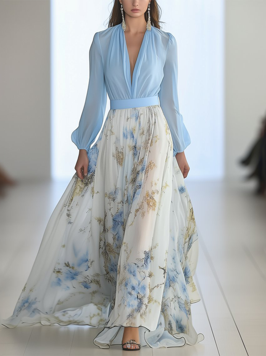 Bella | Flowing Floral Chiffon Gown