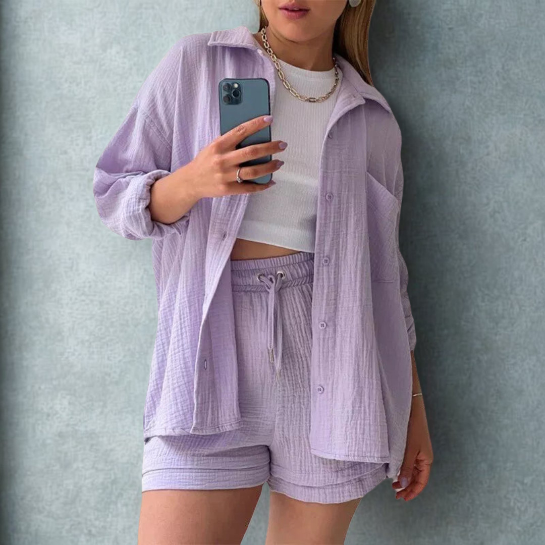 Adelie | Stylish Relaxed Fit Button-Up Set
