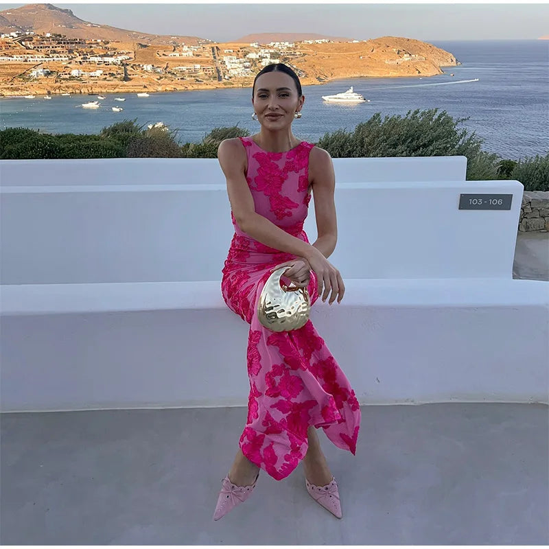 Katelyn | Elegant Floral Mesh Evening Dress