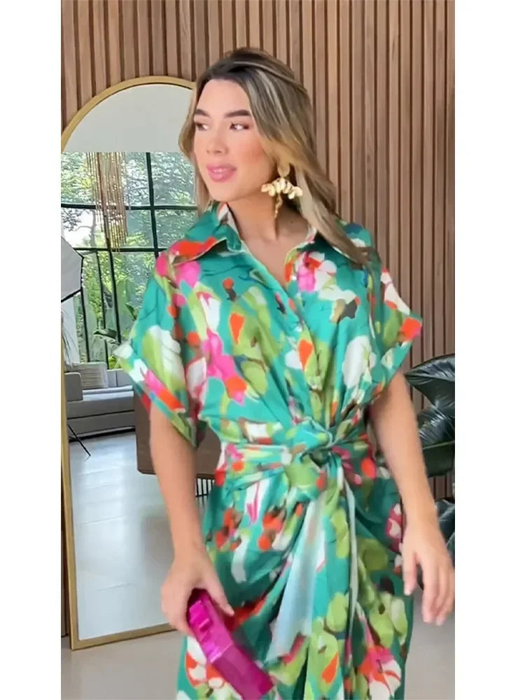 Harper | Botanical Tie-Waist Shirt Dress