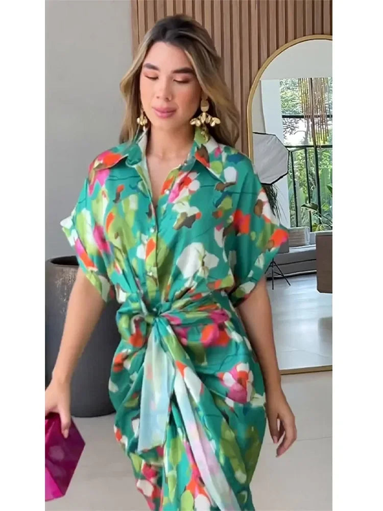 Harper | Botanical Tie-Waist Shirt Dress