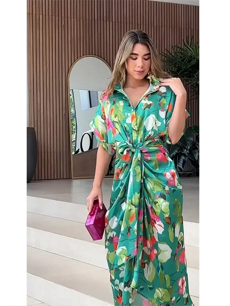 Harper | Botanical Tie-Waist Shirt Dress