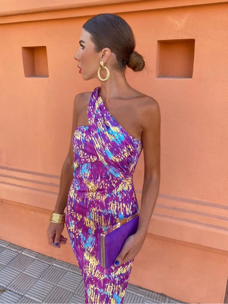 Alicia | Artistic One-Shoulder Midi Dress