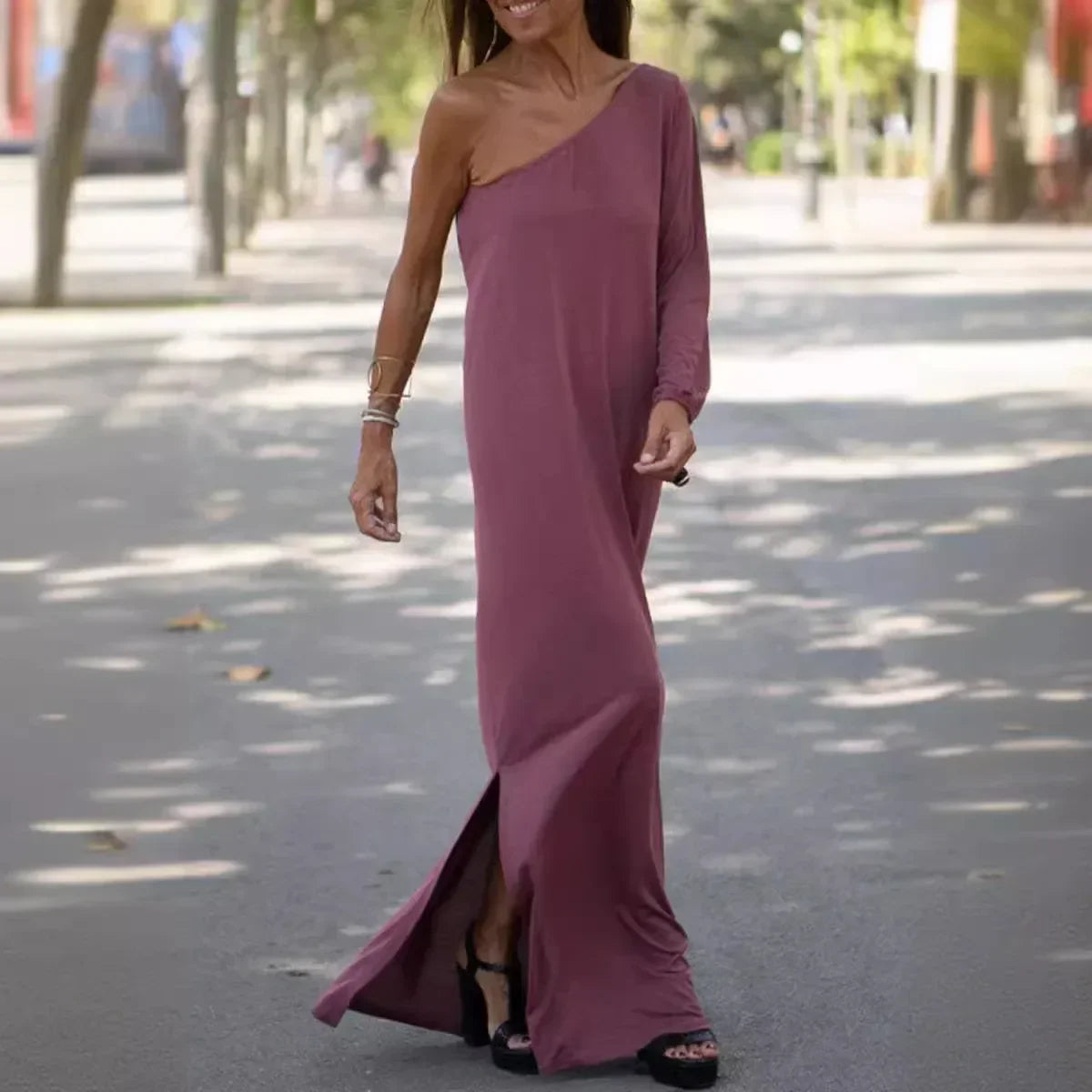 Lily Rose™ | Dress with Single Shoulder and Loose Fit, Where Minimalist Comfort Meets Timeless Style!