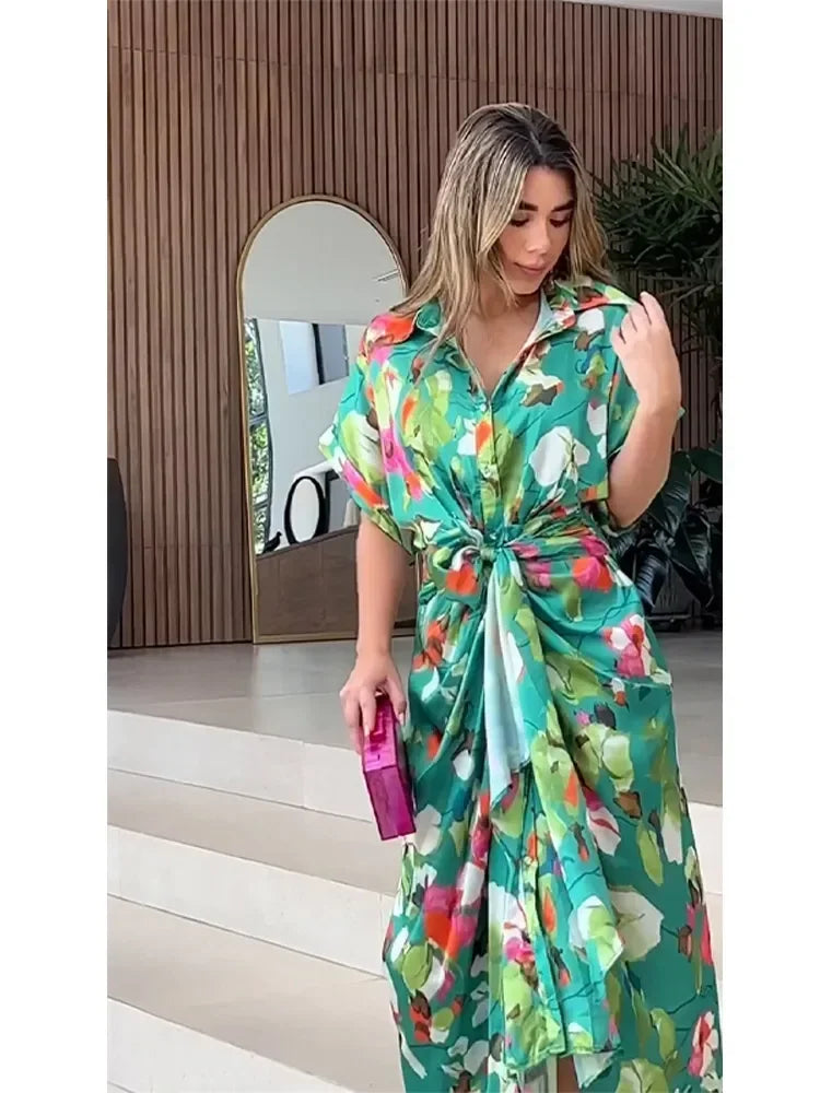 Harper | Botanical Tie-Waist Shirt Dress