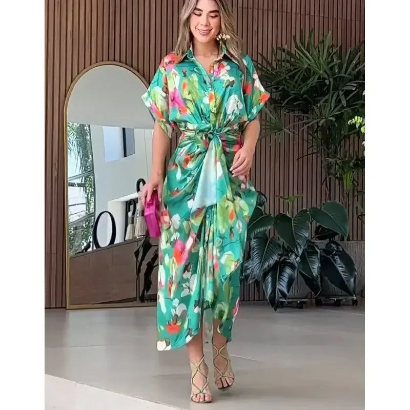 Harper | Botanical Tie-Waist Shirt Dress