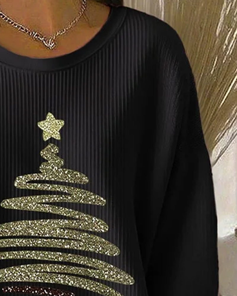 Printed Christmas Large Hollow Sweatshirt
