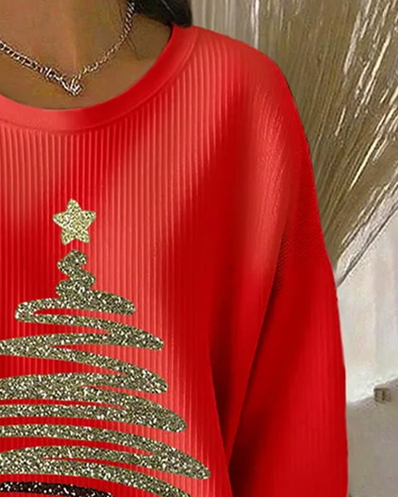 Printed Christmas Large Hollow Sweatshirt