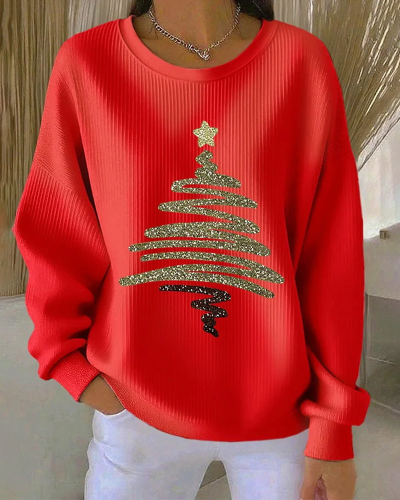 Printed Christmas Large Hollow Sweatshirt