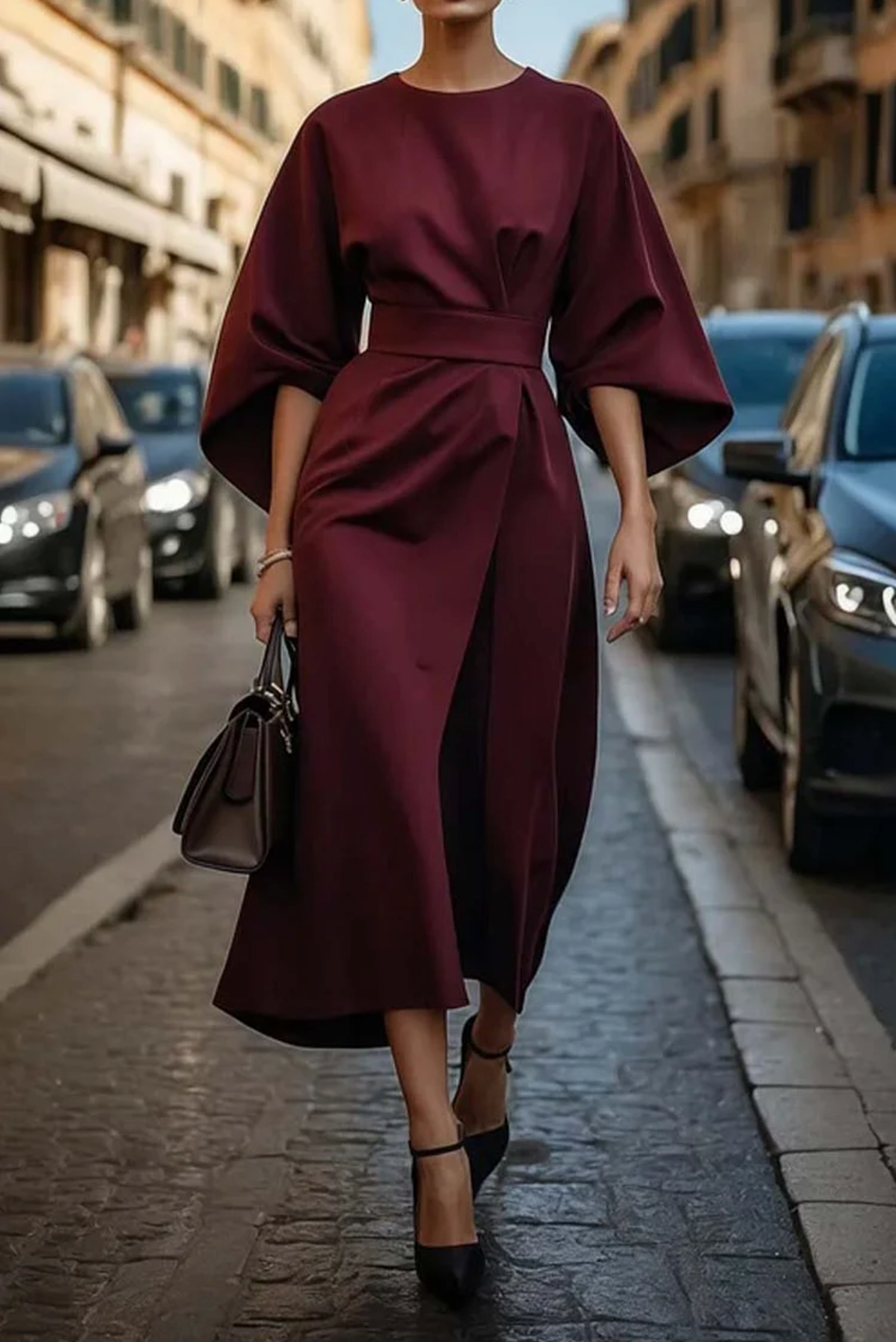Sophia | Stylish Elegant  Wrap Midi Dress