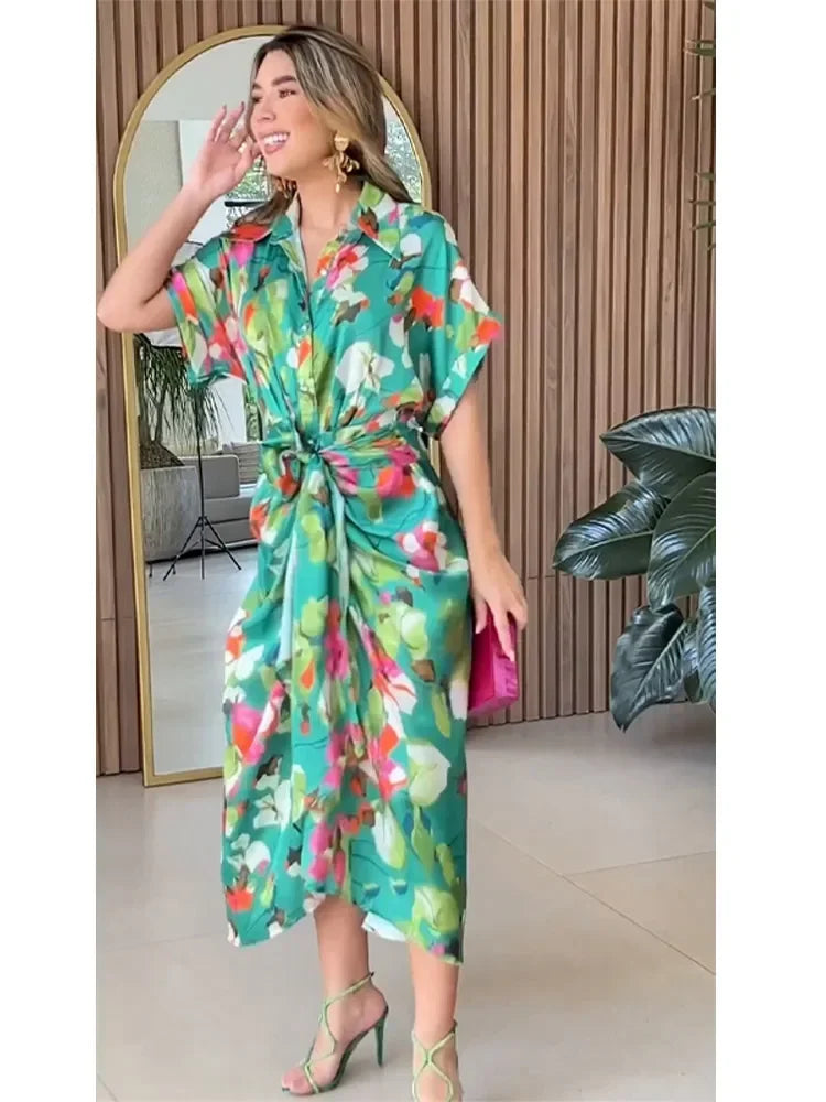 Harper | Botanical Tie-Waist Shirt Dress