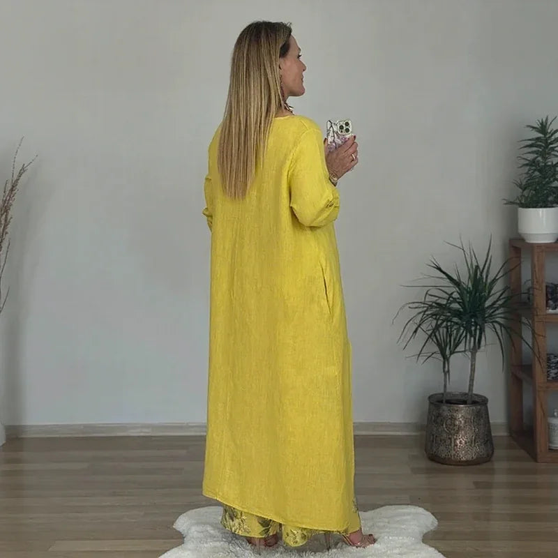 Botanique™ | Set with Long Blouse and Floral Print Pants, Artistic Style with Impeccable Fit!