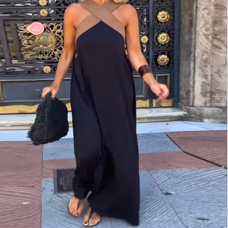 Emma | Chic Cross-Back Maxi Dress