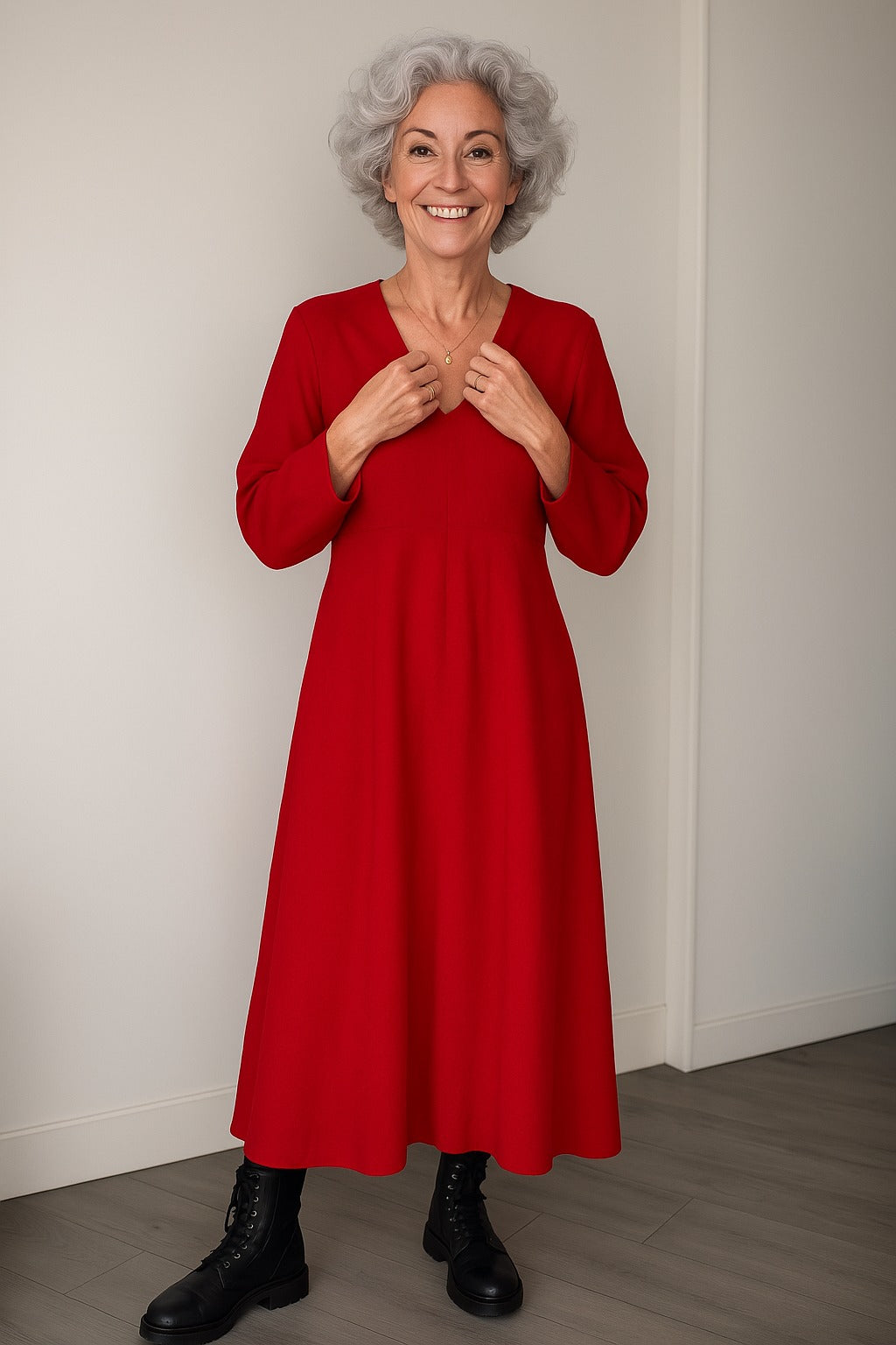 Jocelyn | Stylish V-neck Midi Dress