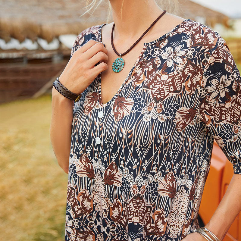 Alexa | Elegant Floral Button Midi Dress