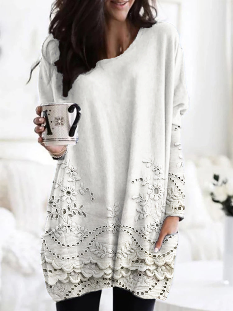 Lisa | Embroidered Floral Tunic with Pockets