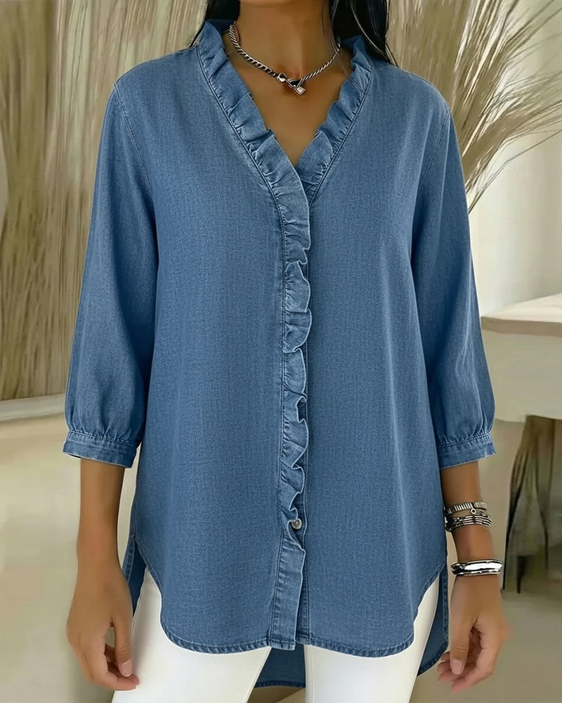 Elvaria™ | Elegant Blouse with Ruffle Details