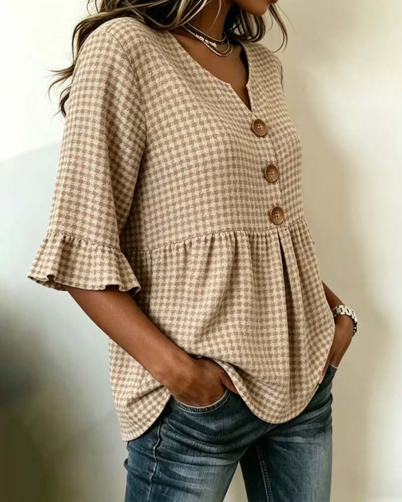 Houndstooth Blouse Trekking Relaxed