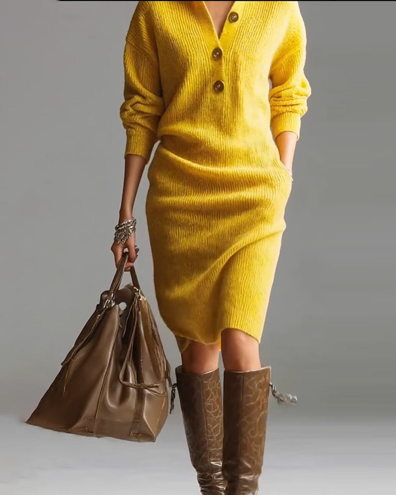 Sweater Dress Casual Solid Color Autumn and Winter