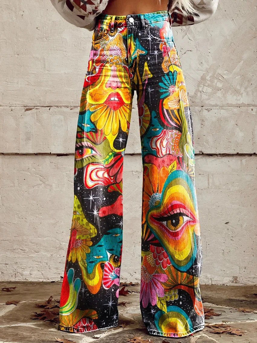 Brooke | Wide-Leg Psychedelic Print Pants