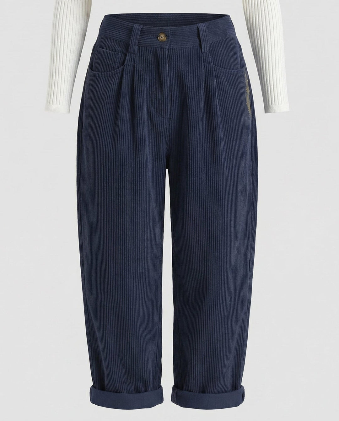 Nuria | Ribbed Straight-Leg Heritage Trousers