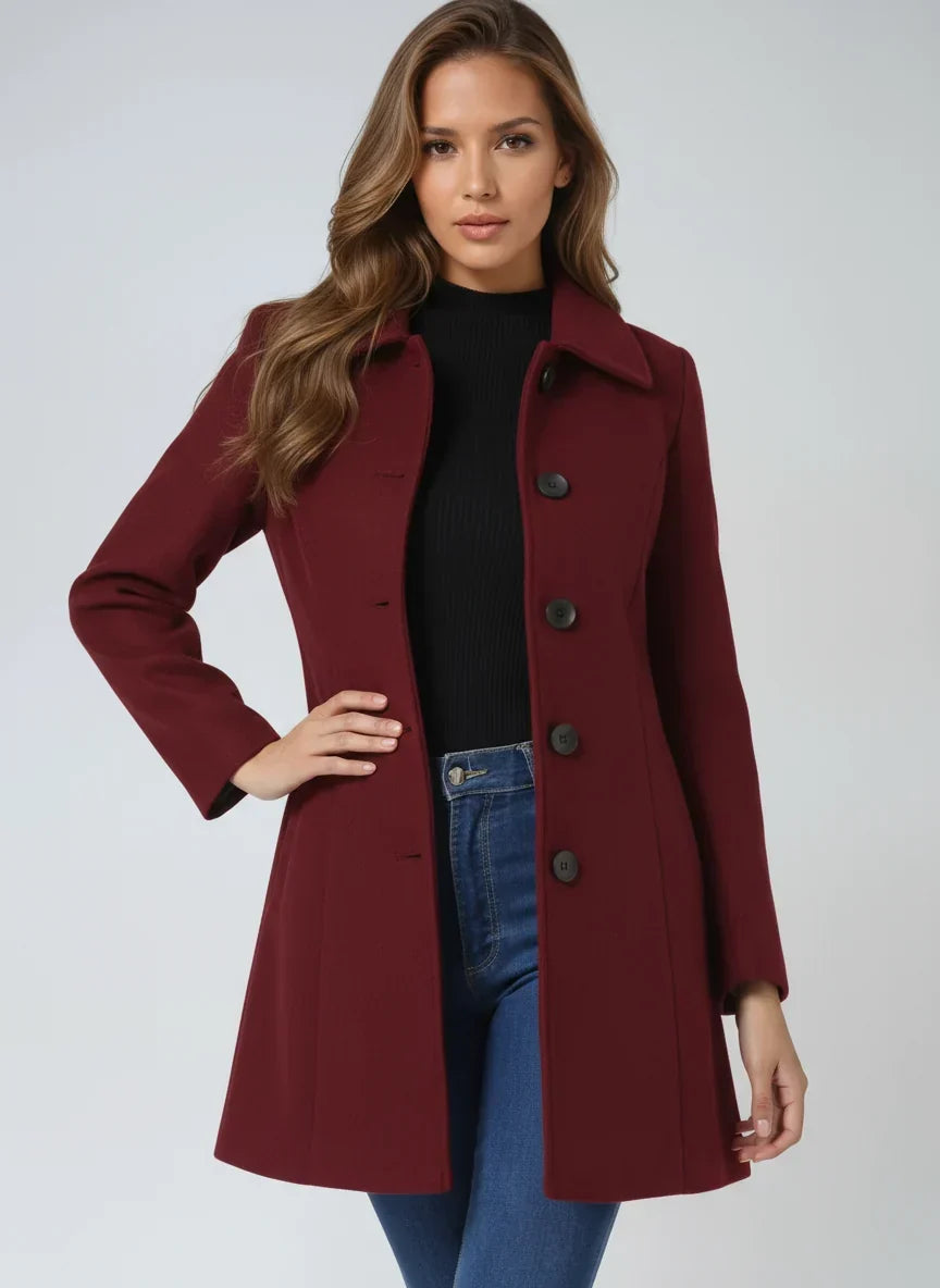 Aud | Notch-Lapel Fit-and-Flare Enduring Trench Coat