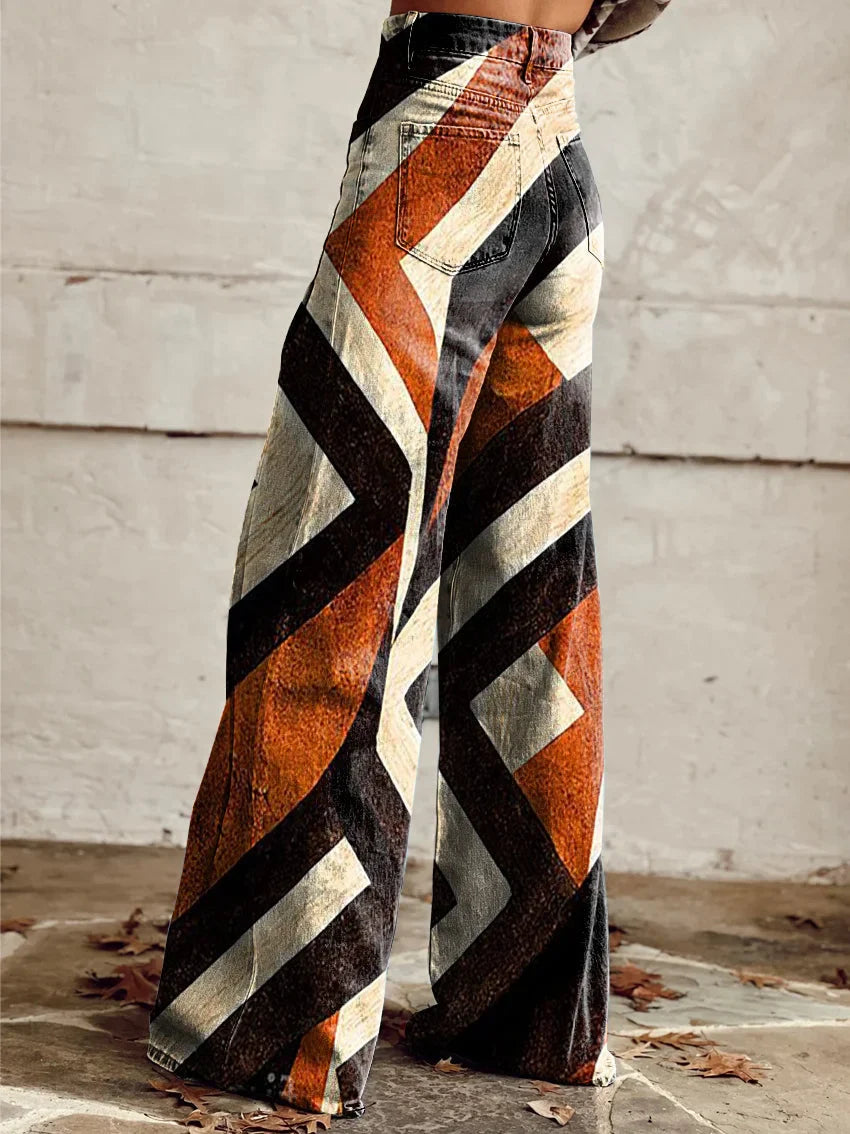Gabriella | Geometric Pattern Wide-Leg Pants