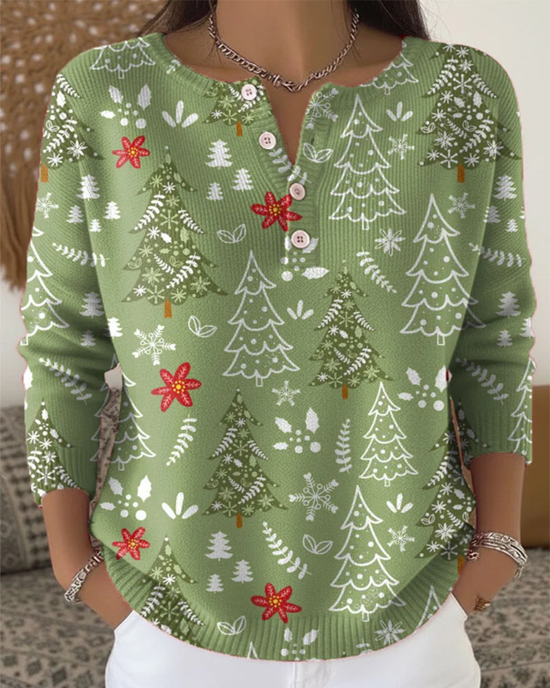 Sweater with Christmas Tree Pattern