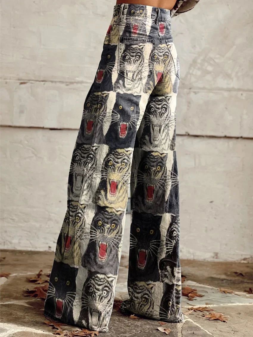 Alexa | Bold Statement Printed Wide-Leg Jeans