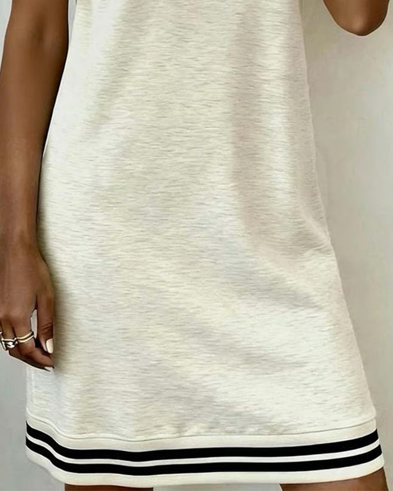 Casual Sporty Hooded Three-Button Dress