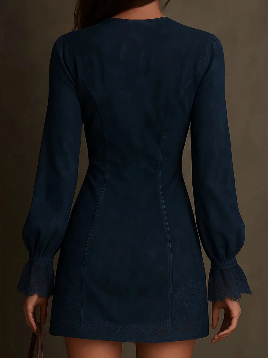Jasmine | Blue Suede Mini Dress