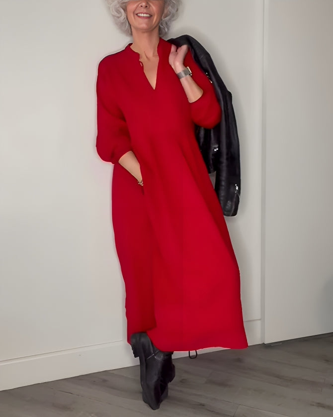 Jocelyn | Stylish V-neck Midi Dress