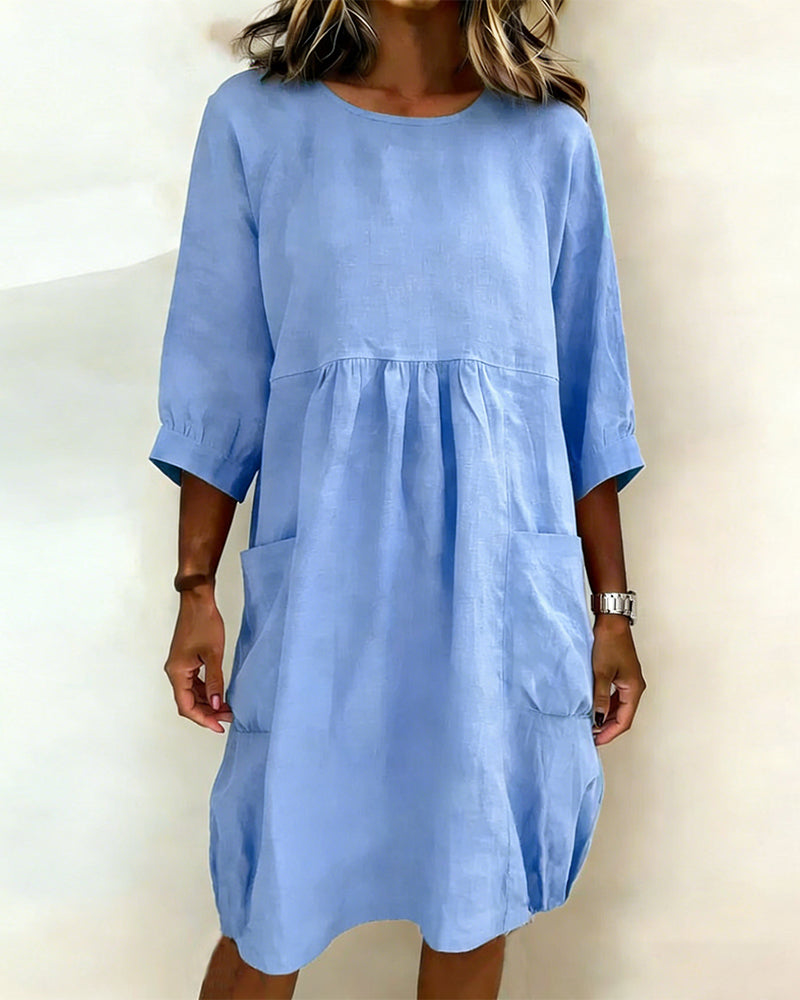 Dress Three Quarter Sleeve Loose