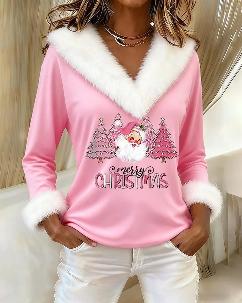 Faux Fur Printed High Collar Top