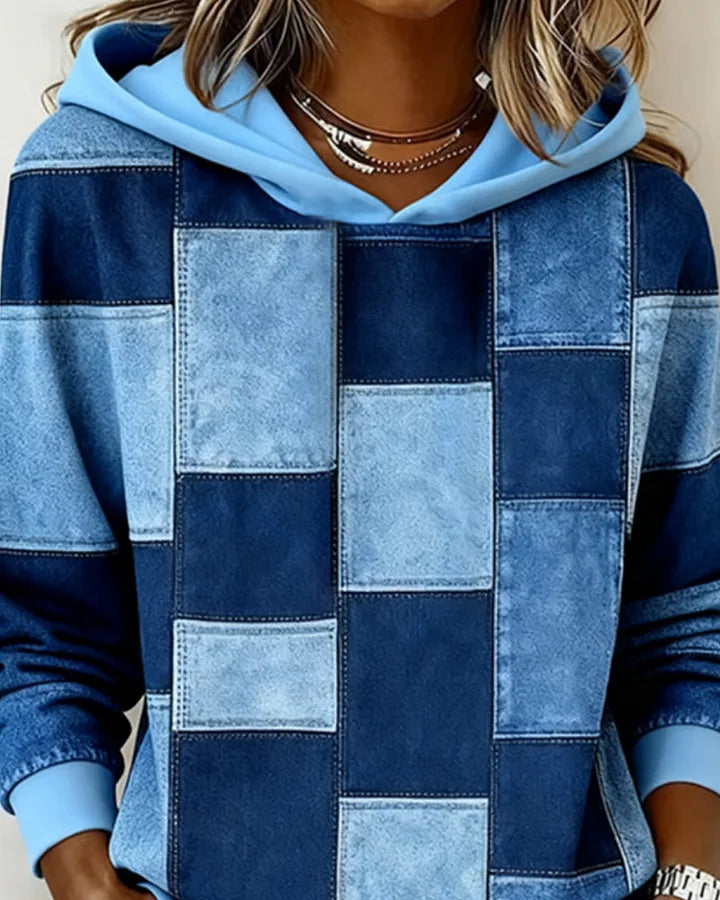 Yaralyn™ | Elegant Hoodie with Long Sleeves and Plaid