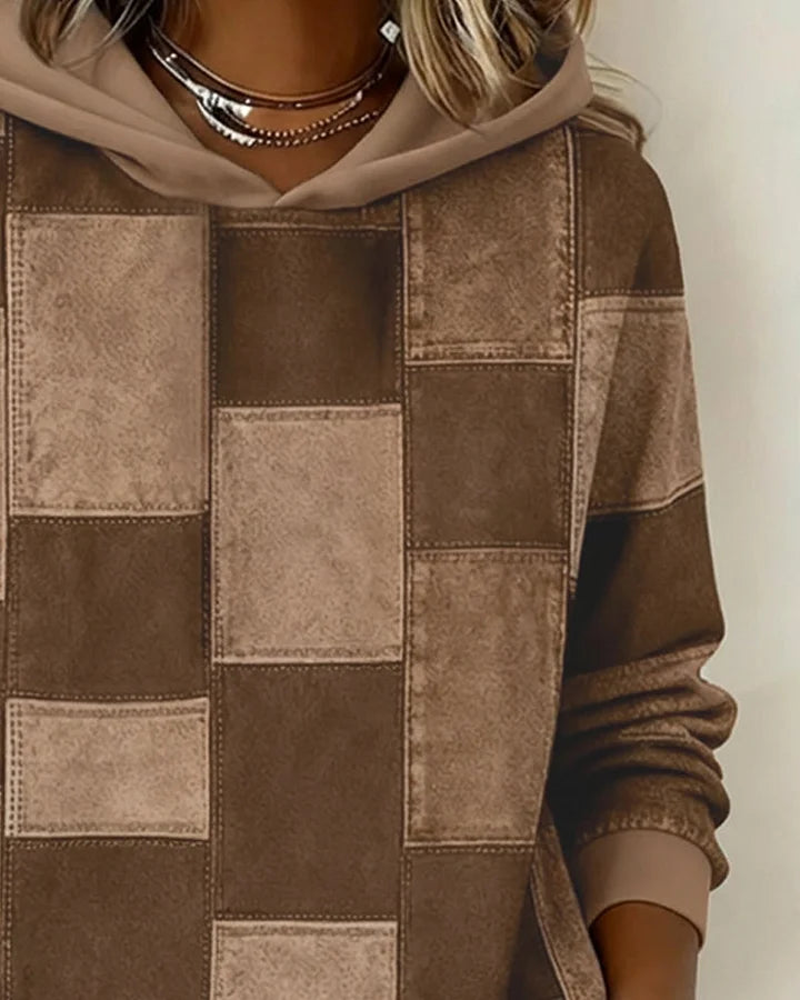 Yaralyn™ | Elegant Hoodie with Long Sleeves and Plaid