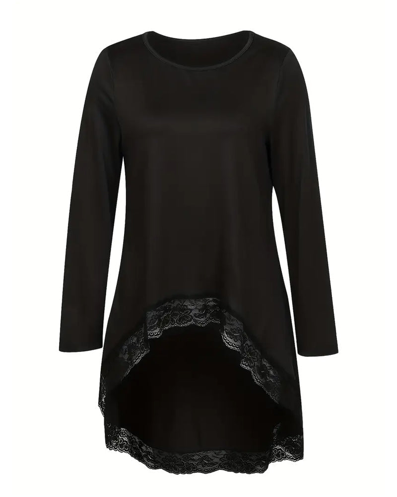 Irregular Long Sleeve Top with Mesh Panels