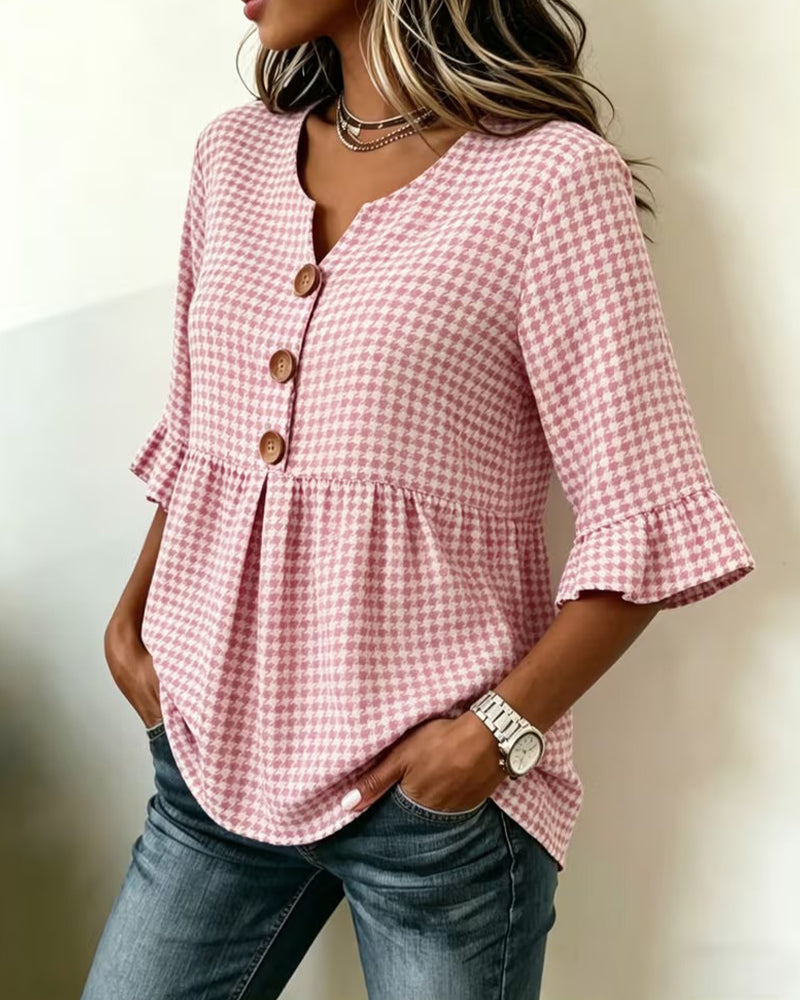 Houndstooth Blouse Trekking Relaxed
