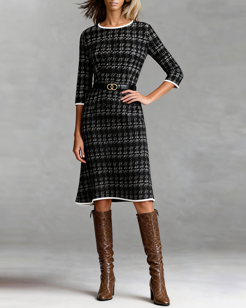 Round Neck Dress with Chanel Style