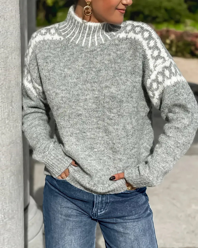 Contrast Printed Sweater