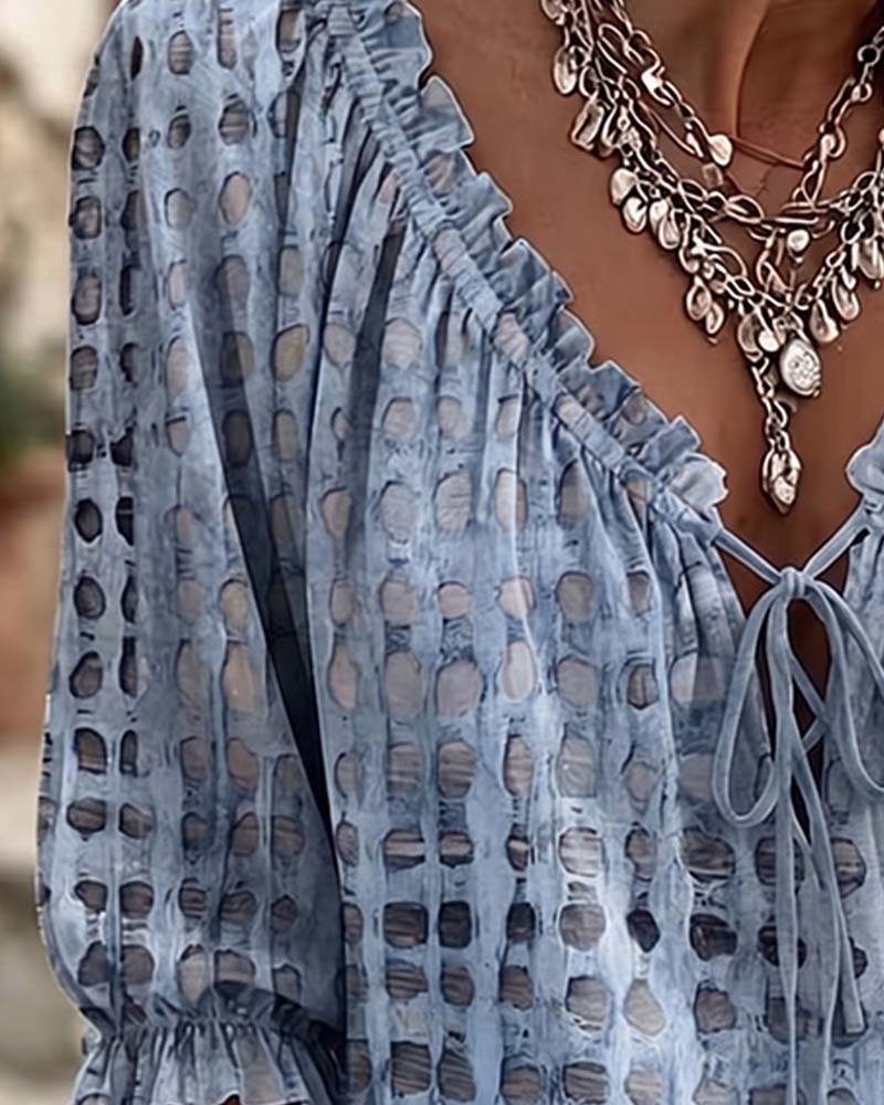 Blouse Polka Dot Pattern with Lacing