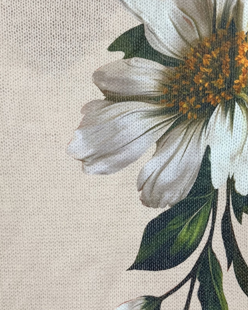 Floral Knit V-Neck Pullover