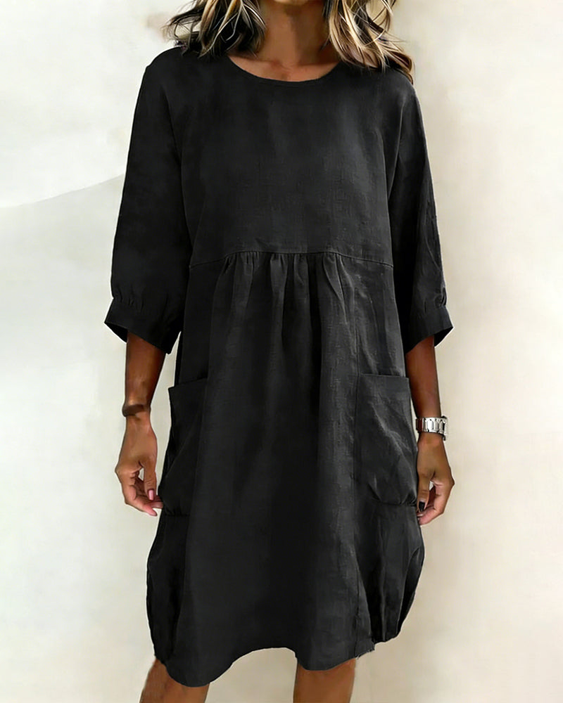 Dress Three Quarter Sleeve Loose