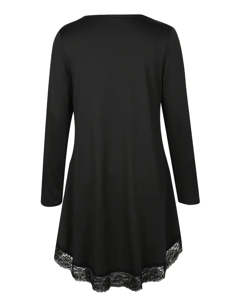 Irregular Long Sleeve Top with Mesh Panels