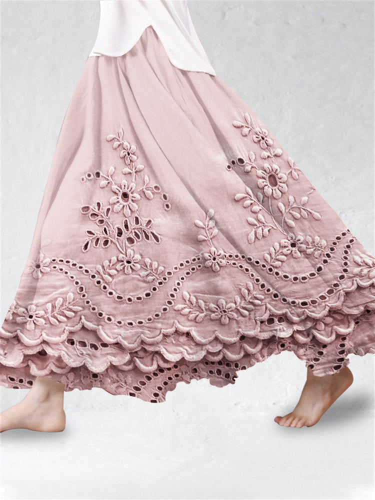 Felicity | Embroidered Floral Maxi Skirt