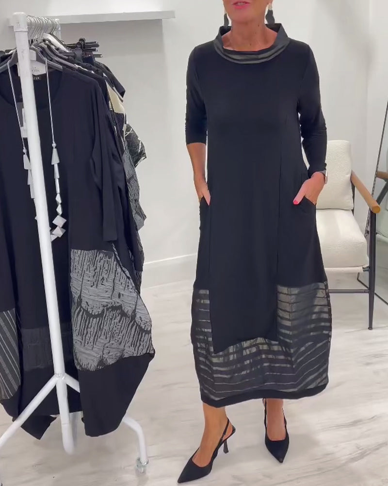 Trendy Solid Color Dress with Panels