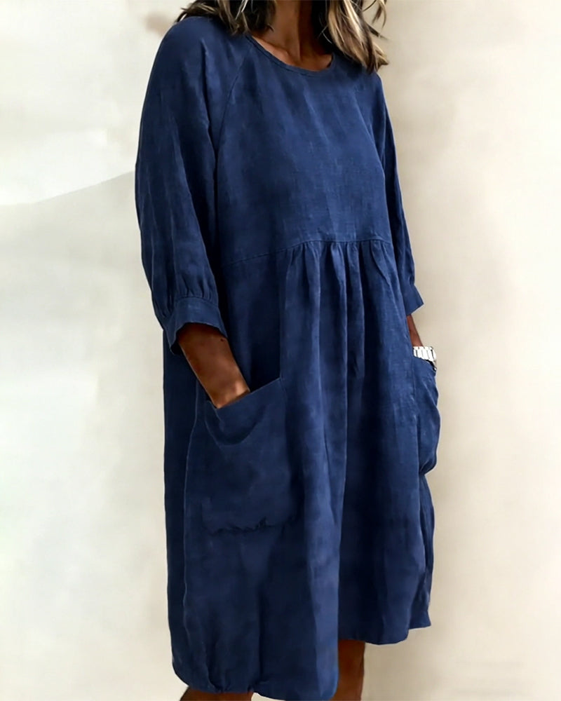 Dress Three Quarter Sleeve Loose