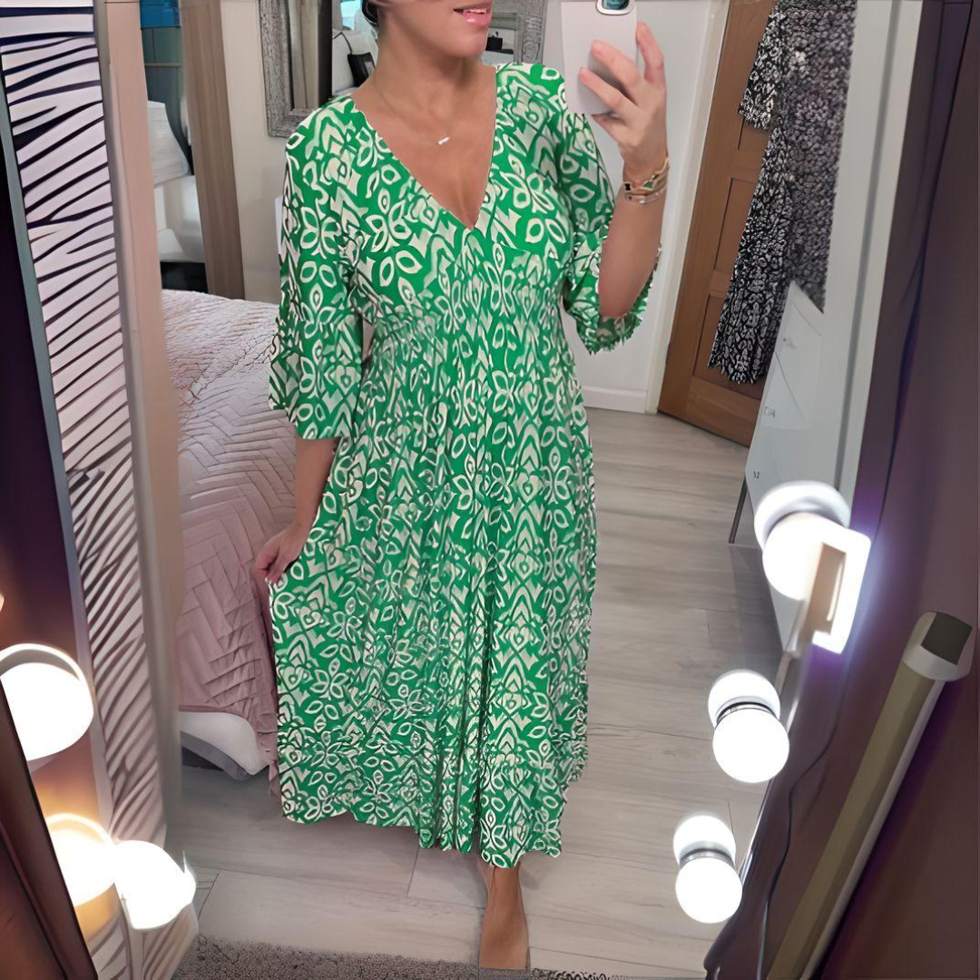 Isabelle | Stylish Boho Print V-Neck Dress
